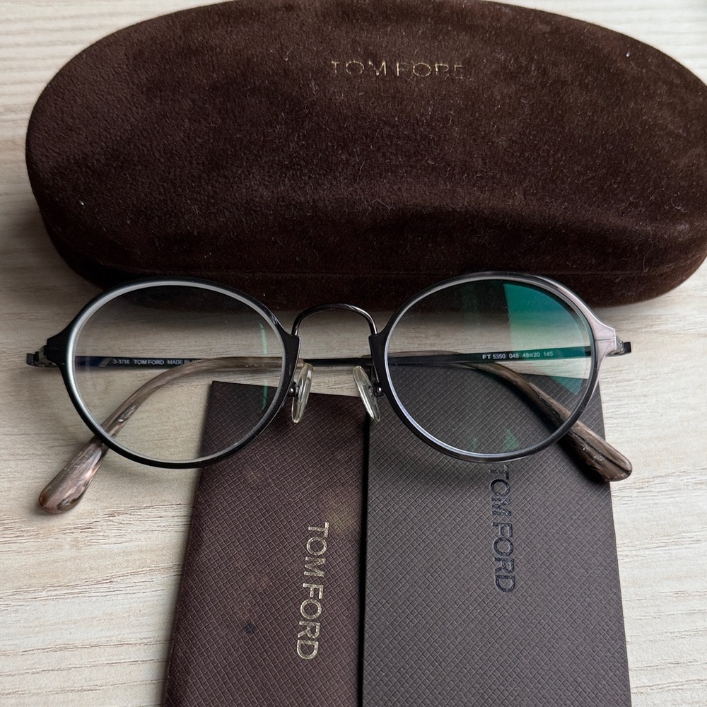 Authentic Tom Ford TF5350 Eyeglass Frame | Dark Grey / Gunmetal | Titanium